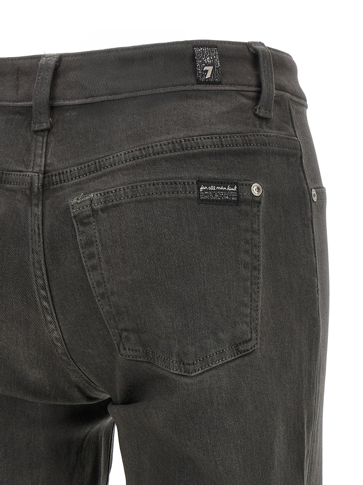7 For All Mankind Gray Cotton Straight-Leg Jeans