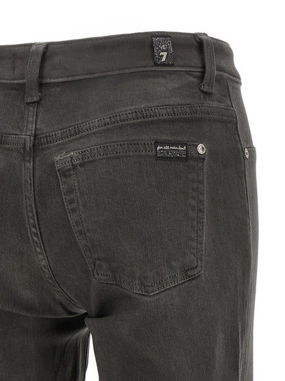 7 For All Mankind Gray Cotton Straight-Leg Jeans