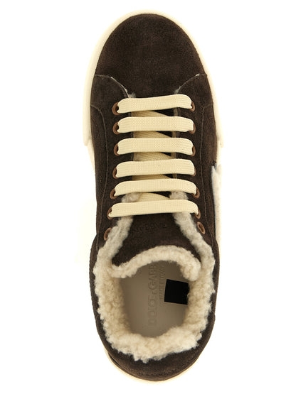 Dolce & Gabbana Brown Calfskin Low Top Sneakers