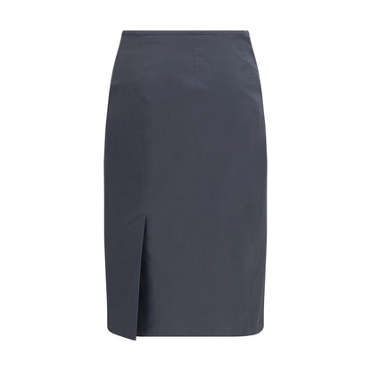 Miu Miu Gray Cotton Midi Skirt