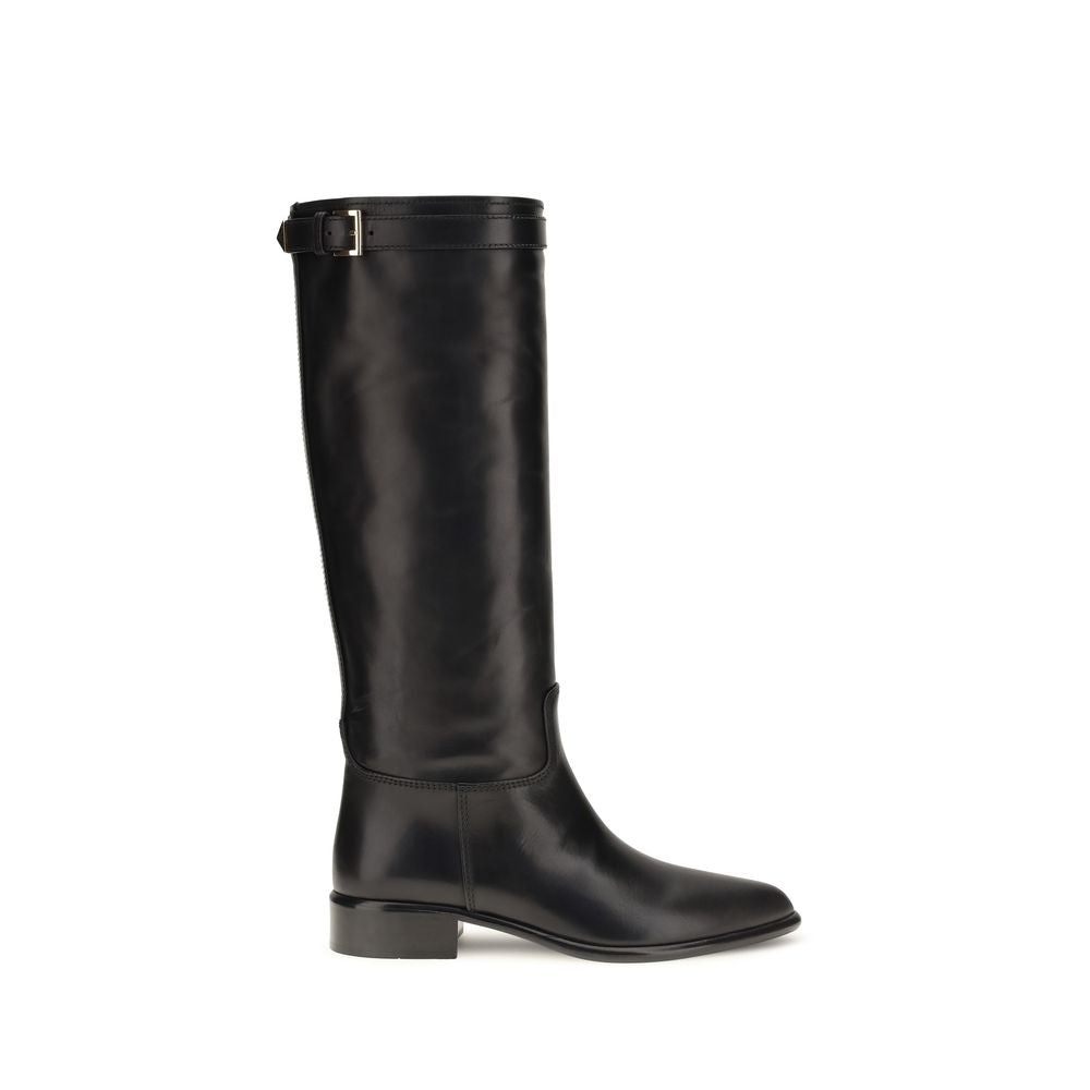 Prada Black Calf Leather Bos Taurus Ankle Boots