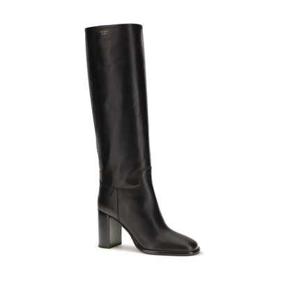 Prada Black Calf Leather Bos Taurus High Heel Boots