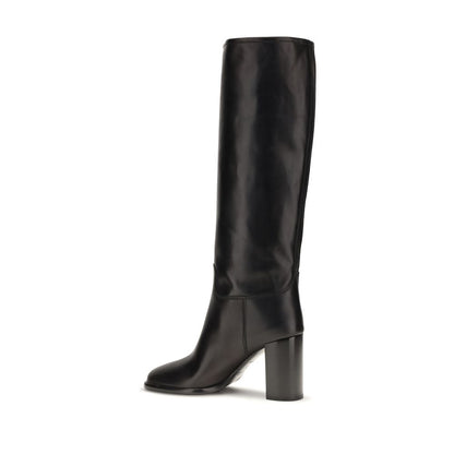 Prada Black Calf Leather Bos Taurus High Heel Boots