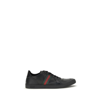 Gucci Black Calf Leather Bos Taurus Low Top Sneakers