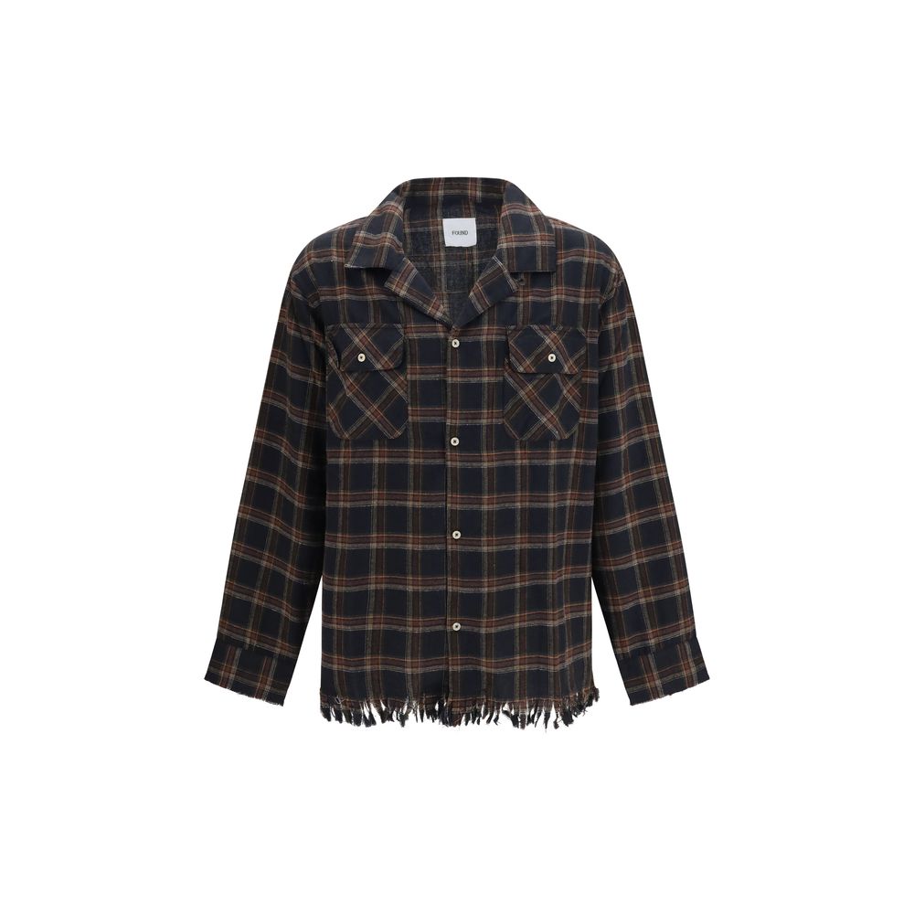 FOUND Blue Cotton Pattern Shirt