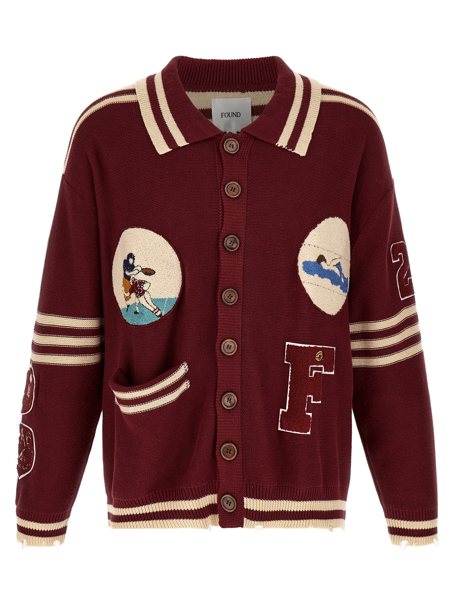 FOUND Bordeaux Cotton Cardigan