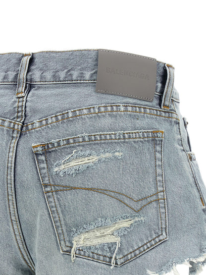 Balenciaga Blue Cotton Bermuda Shorts