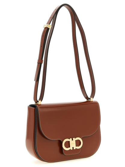 Ferragamo Brown Calfskin Crossbody Bag