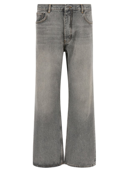 Off-White Gray Cotton Relaxed Fit Jeans
