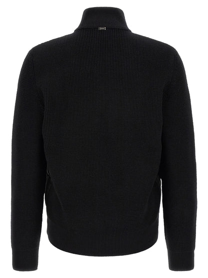 Herno Black Wool Full-Length Jacket