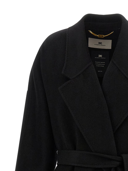 Elisabetta Franchi Black Wool Coat