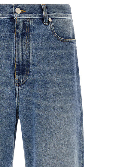 Fendi Blue Cotton Relaxed Fit Jeans