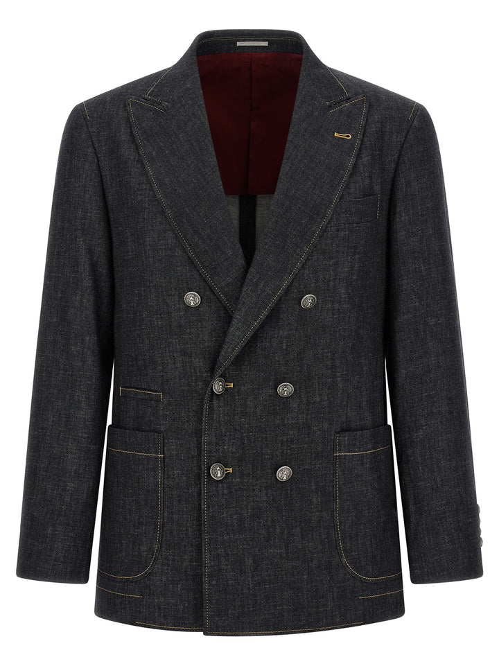 Brunello Cucinelli Blue Cotton Blazer