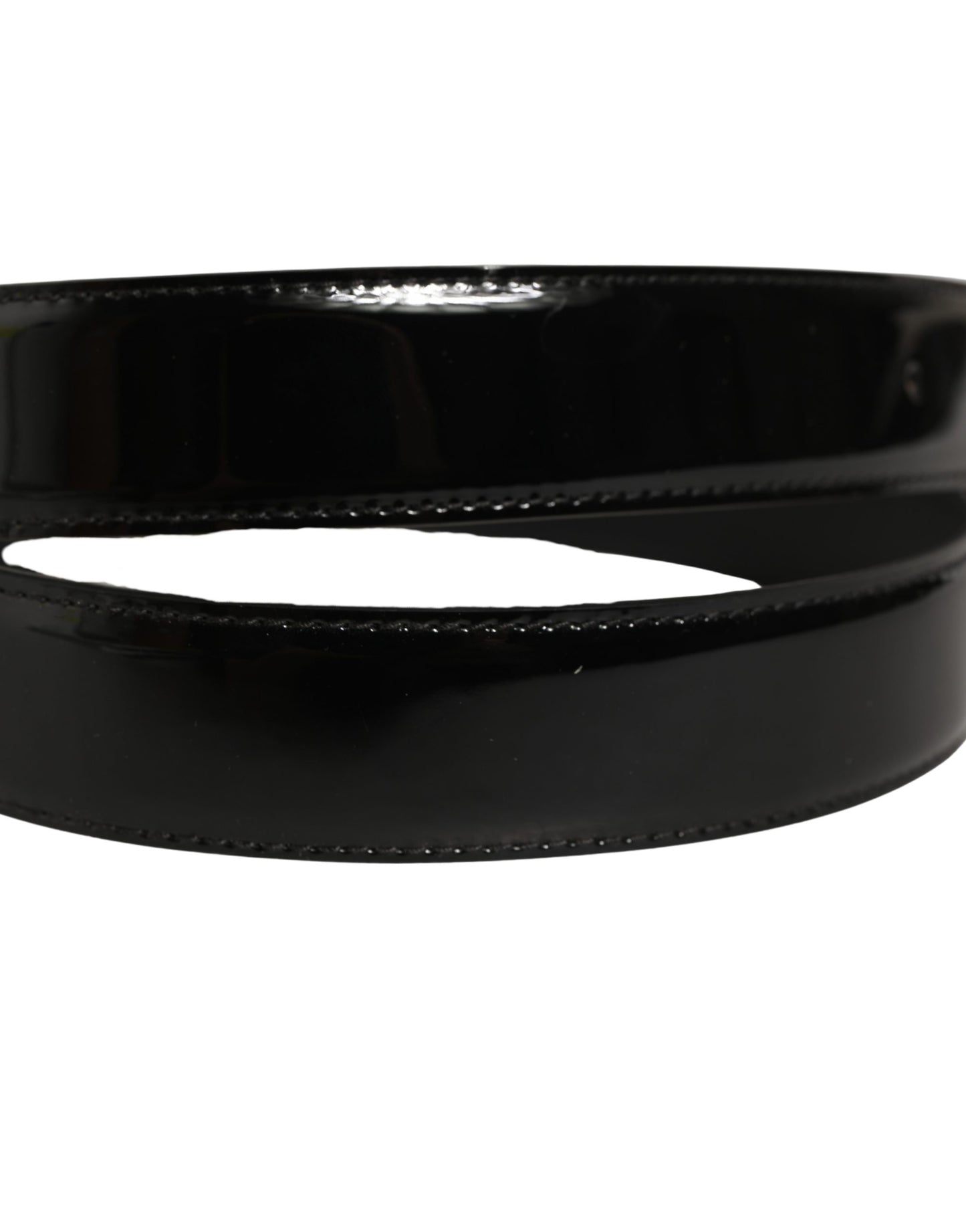 Dolce & Gabbana Black Patent Leather Gold Metal Buckle Belt
