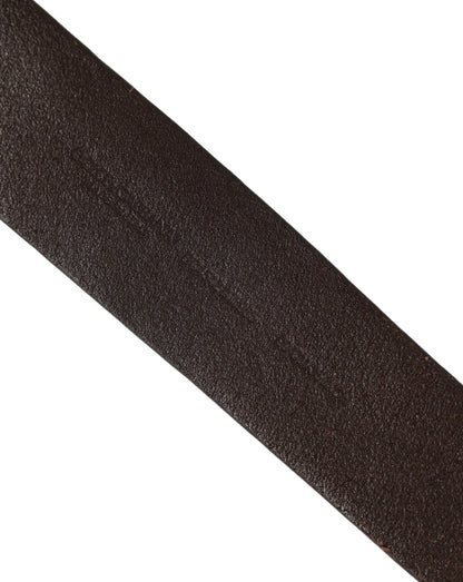 Dolce & Gabbana Belt Brown Leather Double Prong Metal Buckle