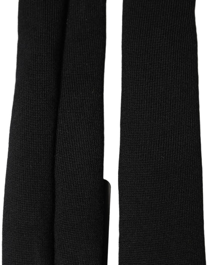 Dolce & Gabbana Men Black Wool Knitted Skinny Foulard Scarf