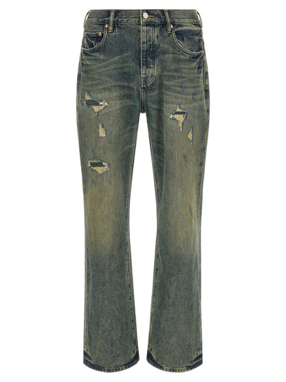 PURPLE Blue Cotton Bootcut Jeans