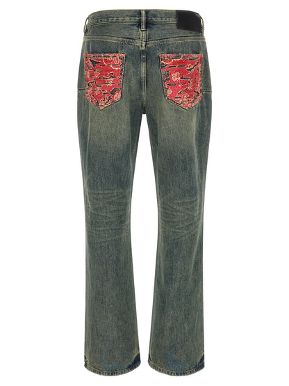 PURPLE Blue Cotton Bootcut Jeans