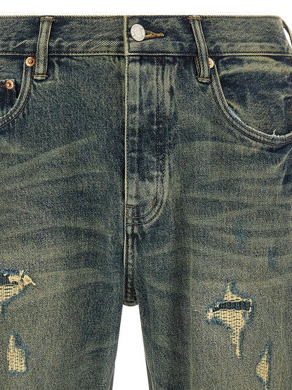 PURPLE Blue Cotton Bootcut Jeans