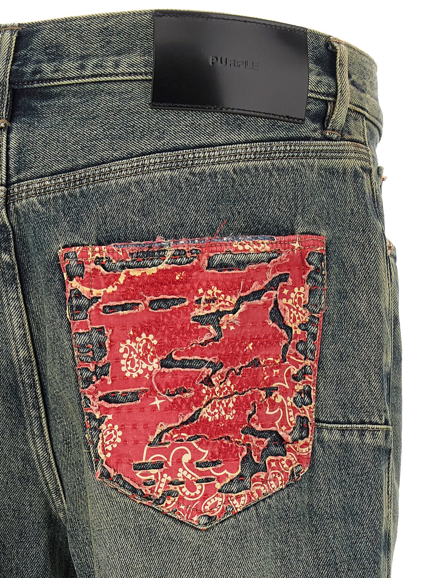 PURPLE Blue Cotton Bootcut Jeans
