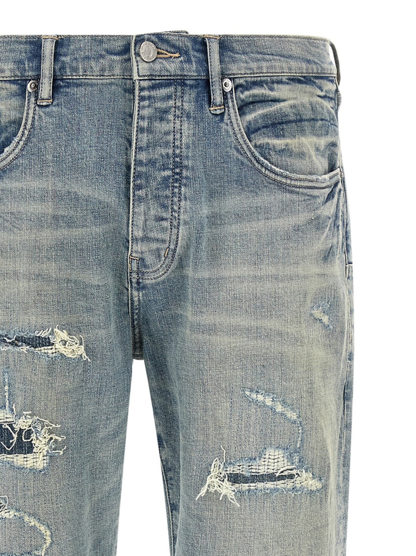 PURPLE Blue Cotton Tapered Jeans
