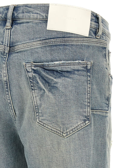 PURPLE Blue Cotton Tapered Jeans