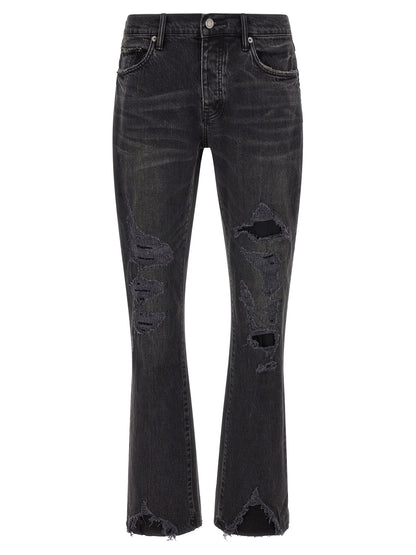 PURPLE Black Cotton Flared Jeans
