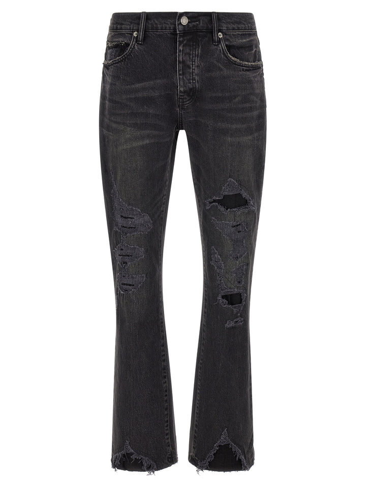 PURPLE Black Cotton Flared Jeans