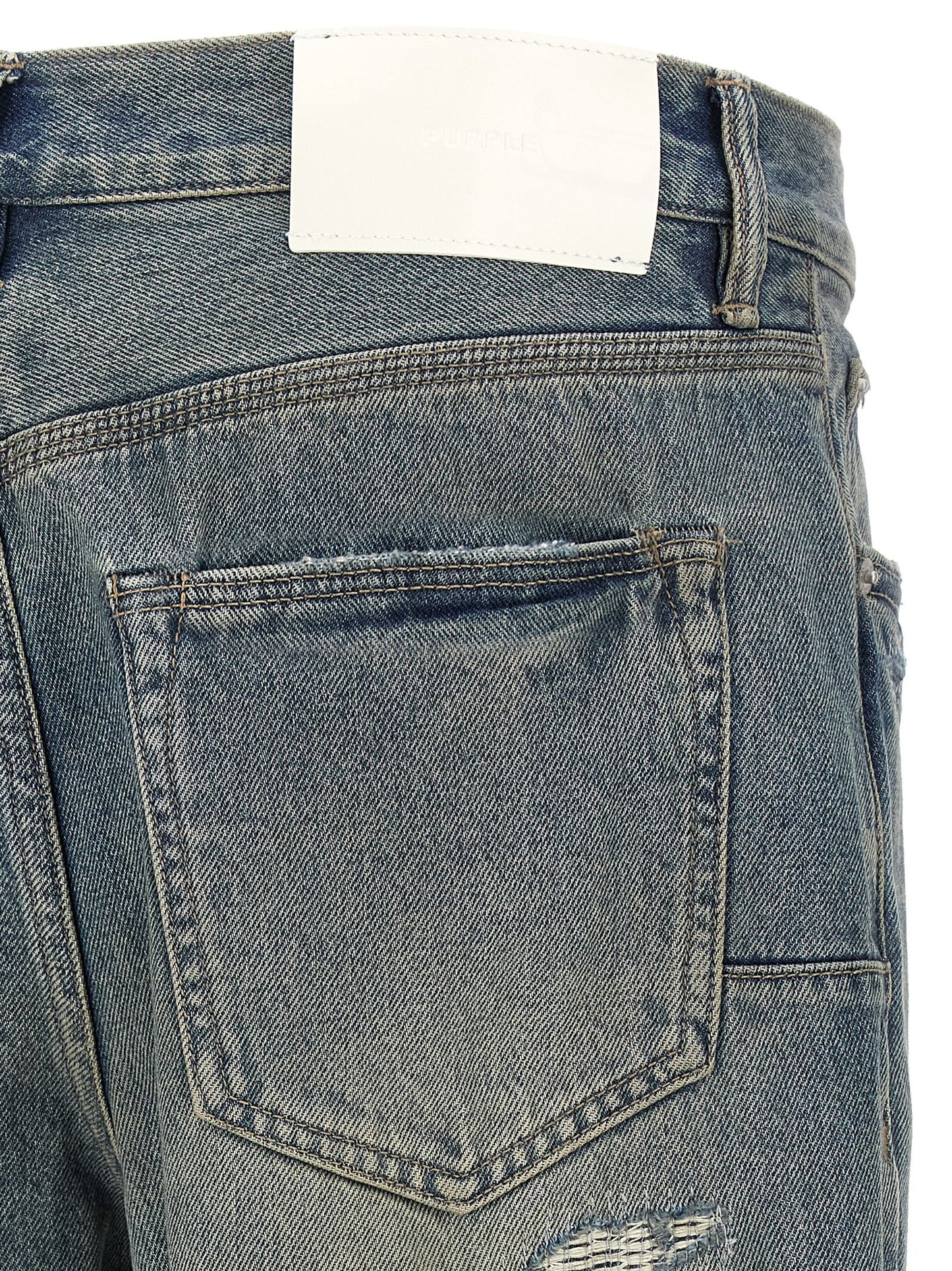 PURPLE Gray Cotton Straight-Leg Jeans