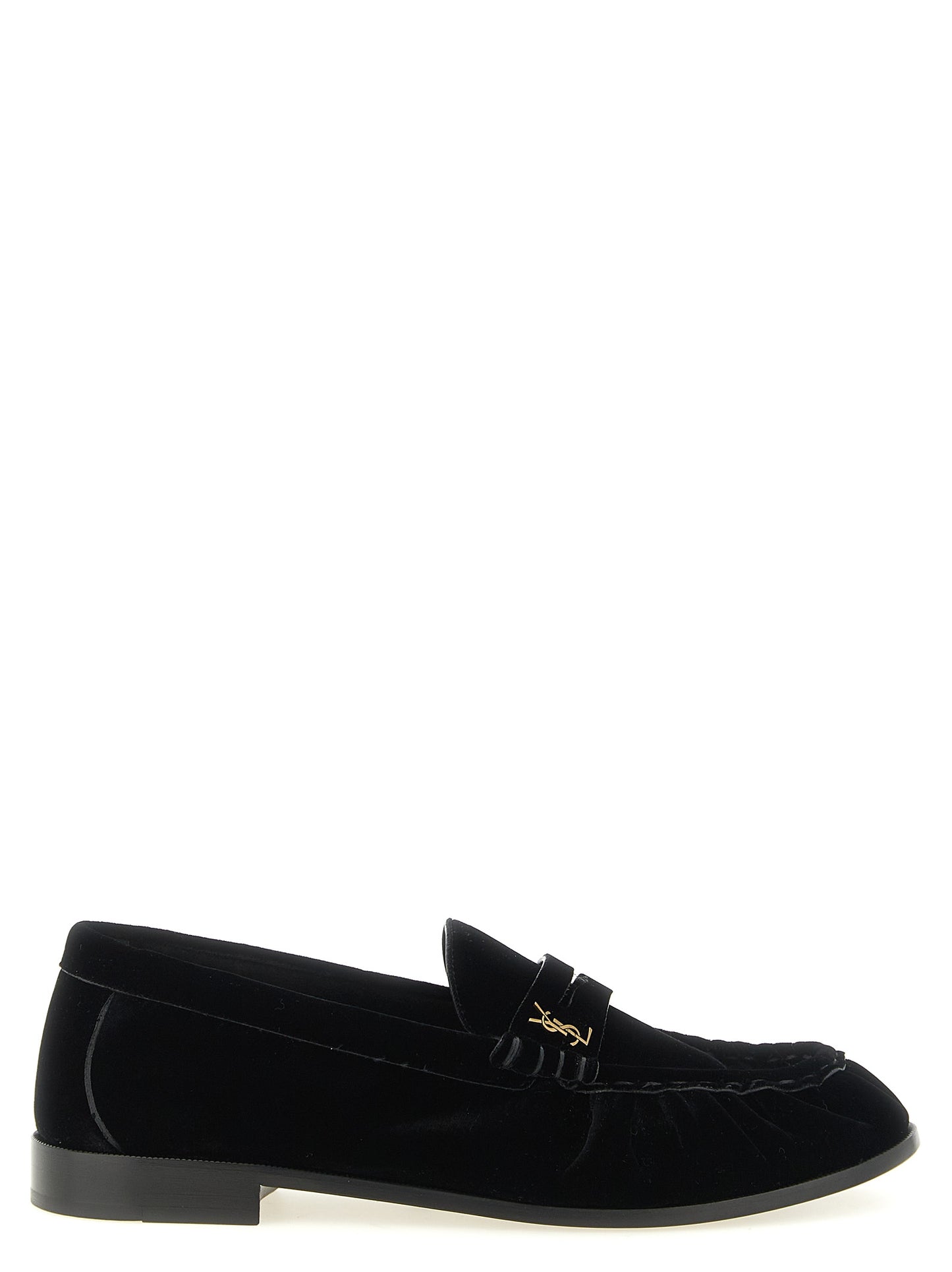 Saint Laurent Black Viscose Slip-On Loafers