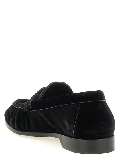 Saint Laurent Black Viscose Slip-On Loafers