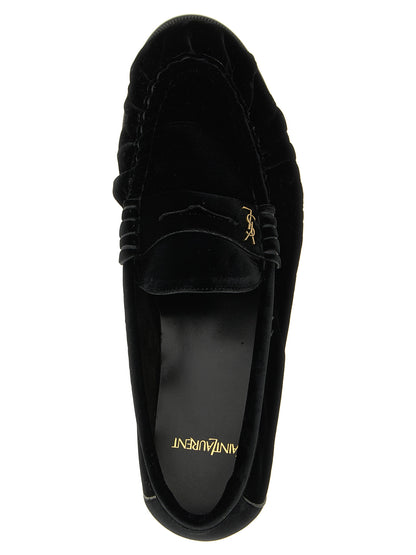 Saint Laurent Black Viscose Slip-On Loafers
