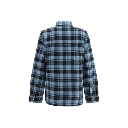 Off-White Blue Cotton Full-Length Jacket