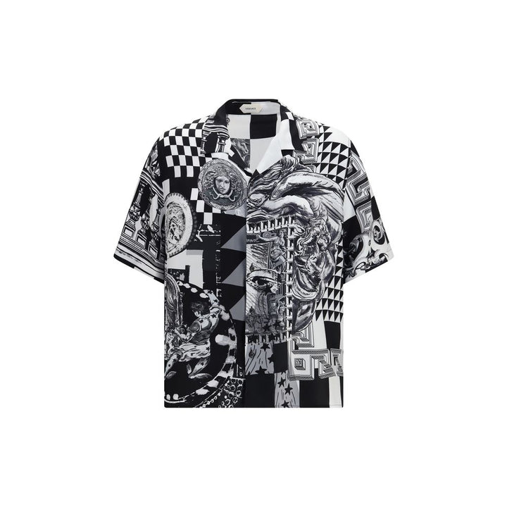 Versace Black Silk Pattern Shirt