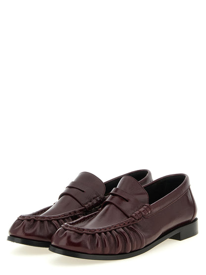 Saint Laurent Bordeaux Calfskin Slip-On Loafers