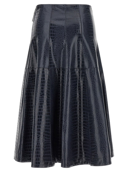 PINKO Blue Viscose Midi Skirt
