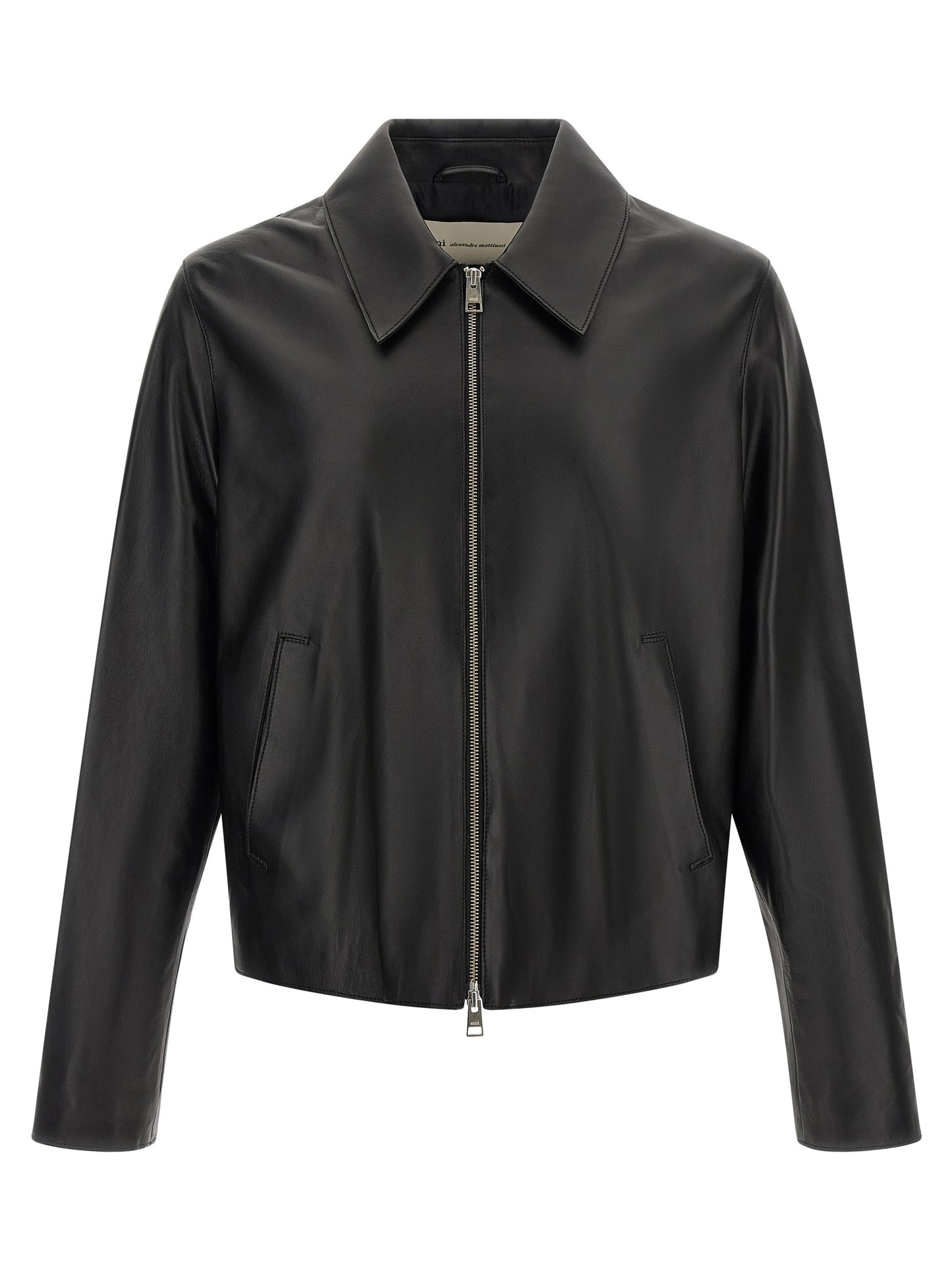 Ami Paris Black Lamb Leather Leather Jacket