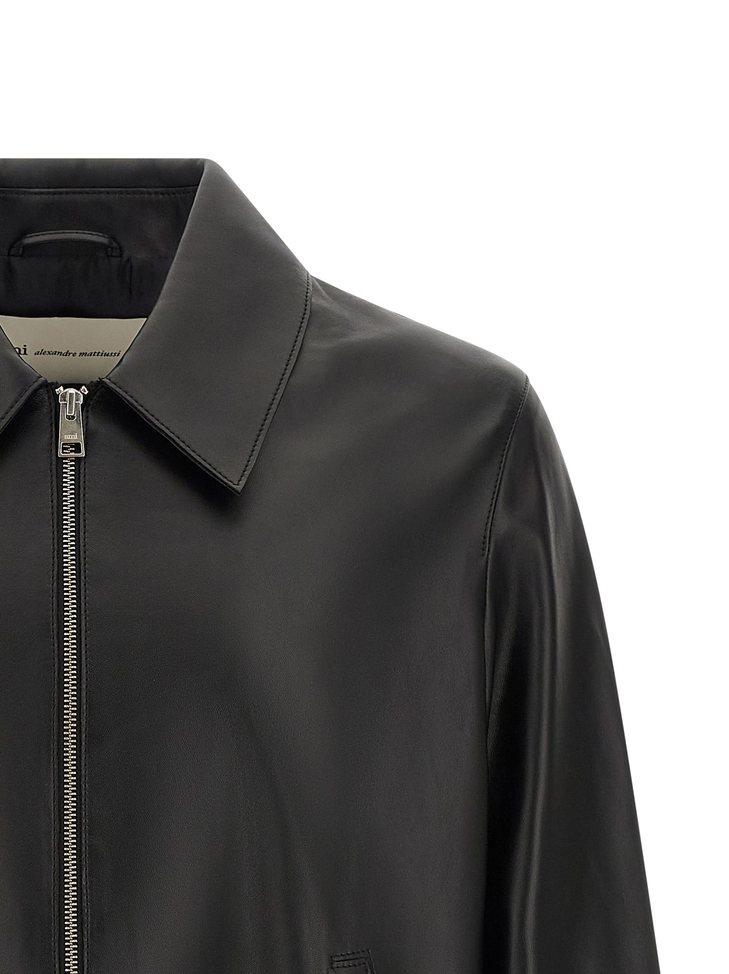Ami Paris Black Lamb Leather Leather Jacket