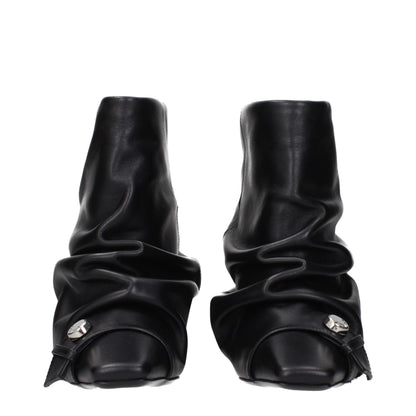 The Attico Black Leather Ankle Boots