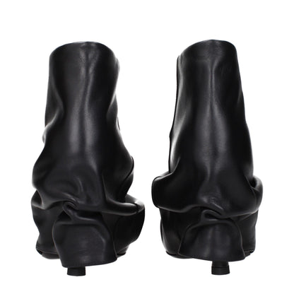 The Attico Black Leather Ankle Boots