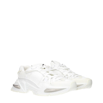 Dolce & Gabbana White Fabric Athletic Sneakers