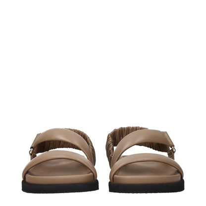 Max Mara Brown Leather Flat Sandals