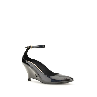 PINKO Black Calf Leather Bos Taurus Platform Pumps