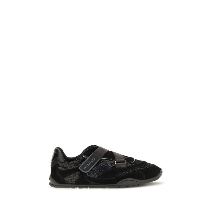 PINKO Black Suede Leather Athletic Sneakers