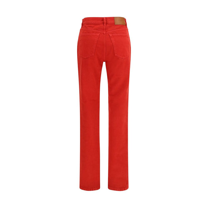 Chloé Red Cotton Slim Fit Jeans