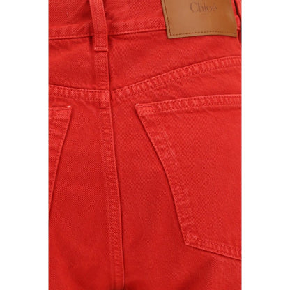 Chloé Red Cotton Casual Pants