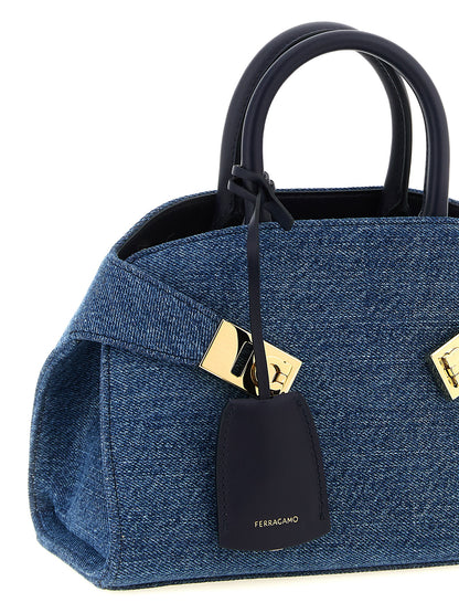 Ferragamo Blue Fabric Handbag
