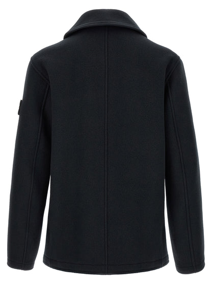 Stone Island Blue Cotton Coat