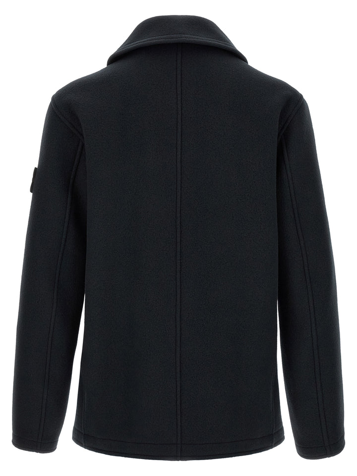 Stone Island Blue Cotton Coat