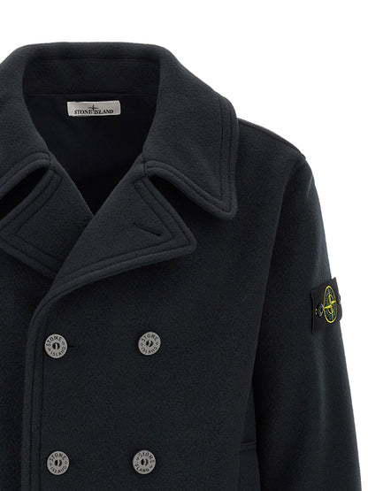 Stone Island Blue Cotton Coat